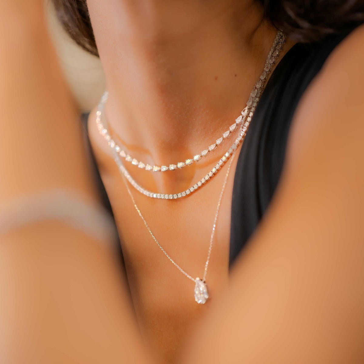 Pear Diamond Solitaire Necklace