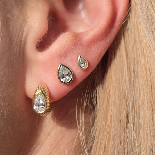 Bezel Pear Diamond Studs