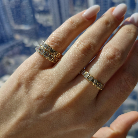 Bezel Emerald Diamond Ring