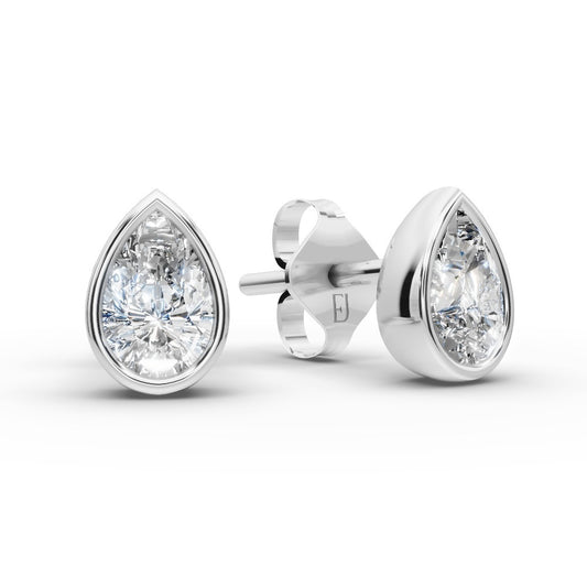 Bezel Pear Diamond Studs