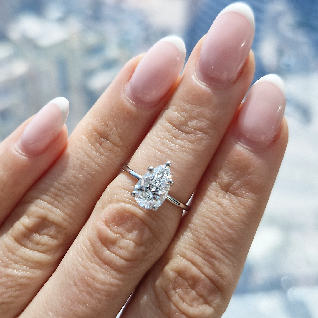 Thin band pear engagement ring new arrivals
