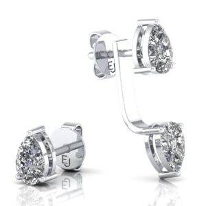 Pear Diamond Studs with Removable Jacket
