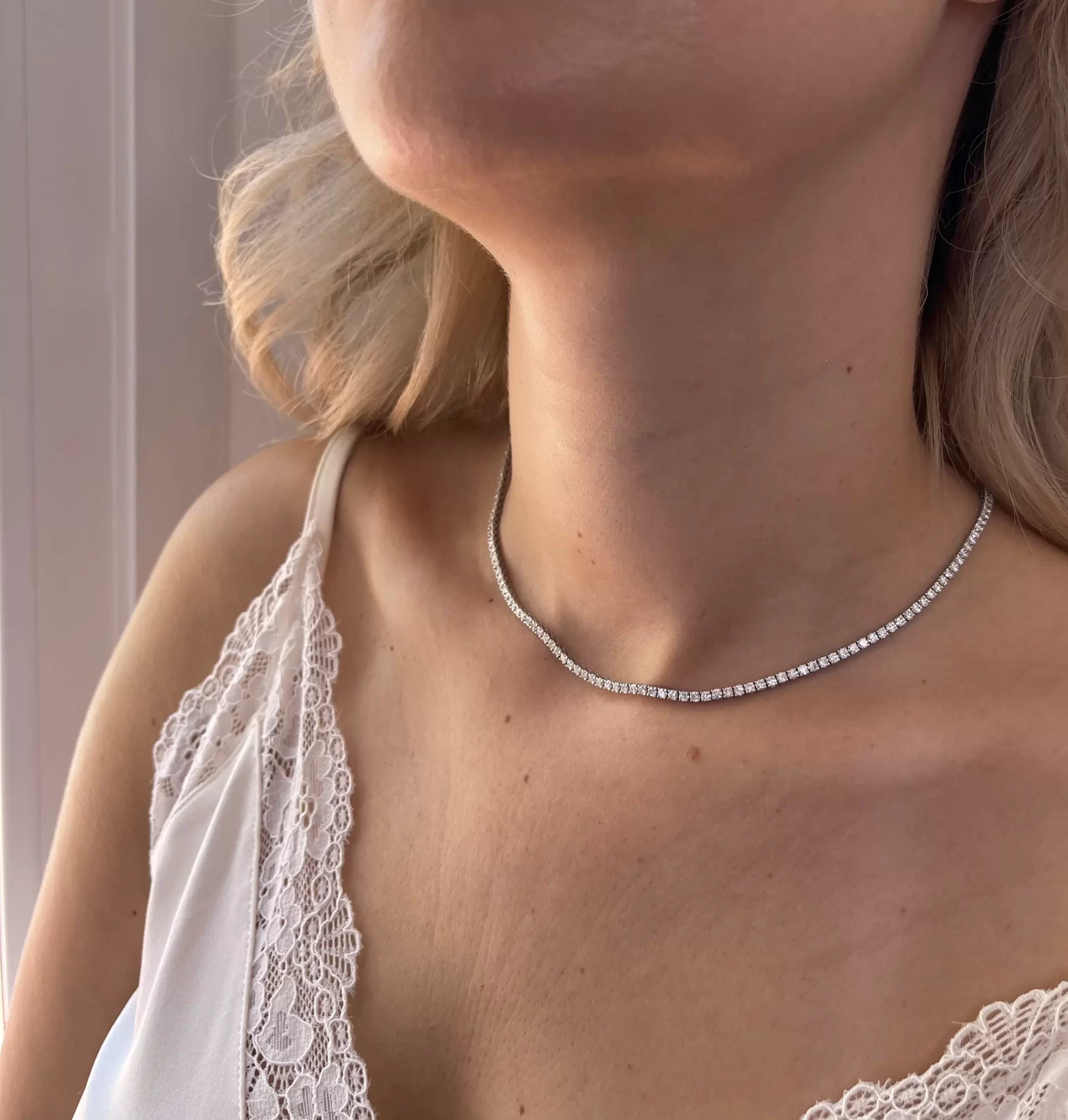 Perfect Holiday Addition: Lab Diamond Tennis Necklacemodelonamission