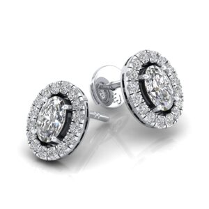 Certified 1CT Oval Diamond Halo Earrings