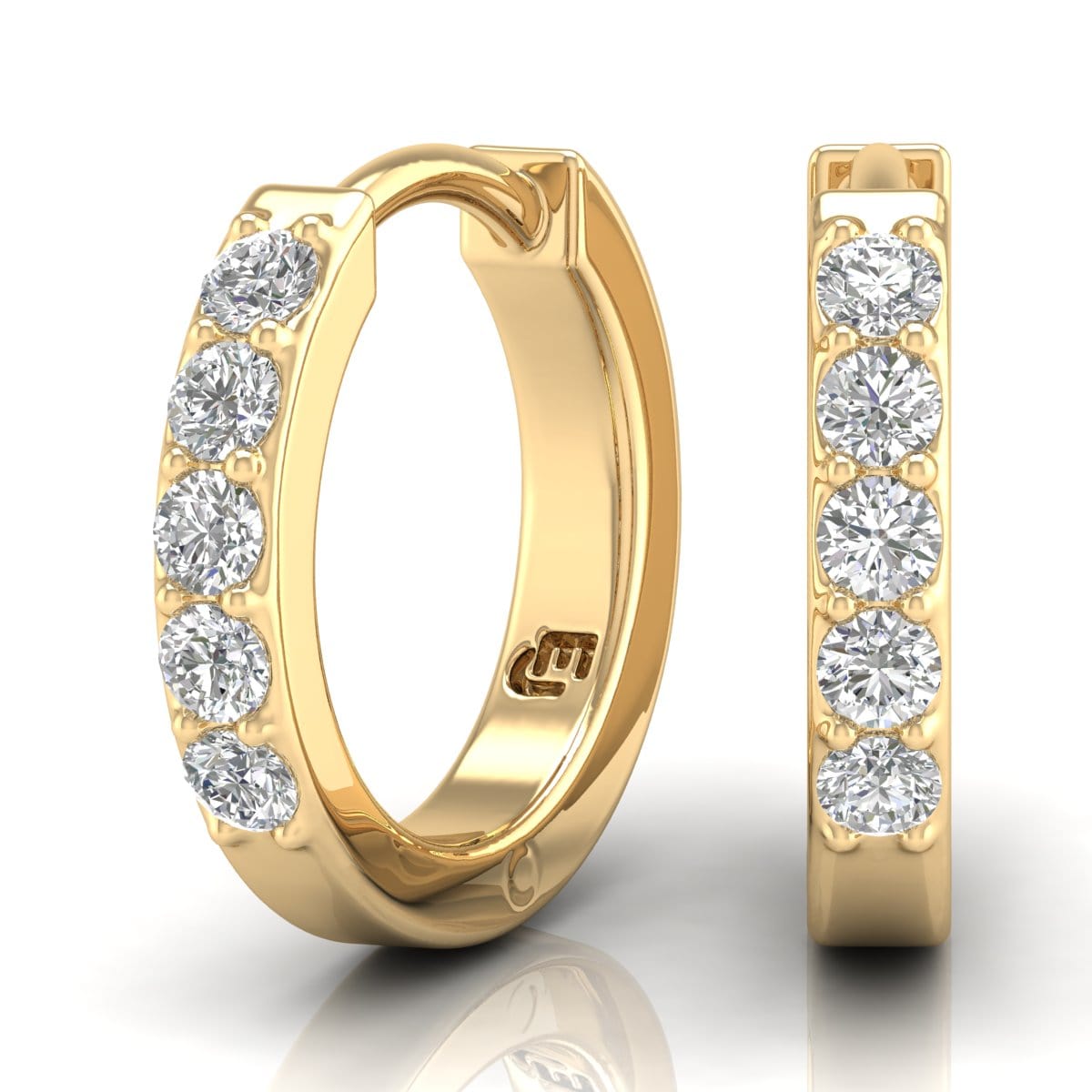 Gold Diamond Huggie Earrings