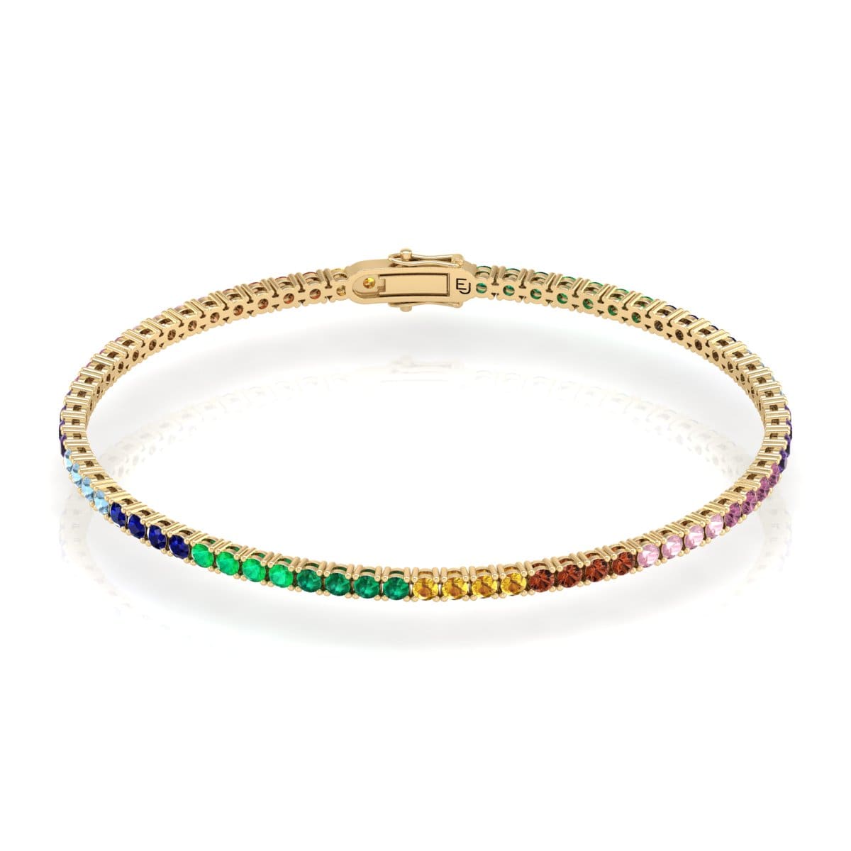 Bracelet Tennis Rainbow Precious Stones 18K Gold