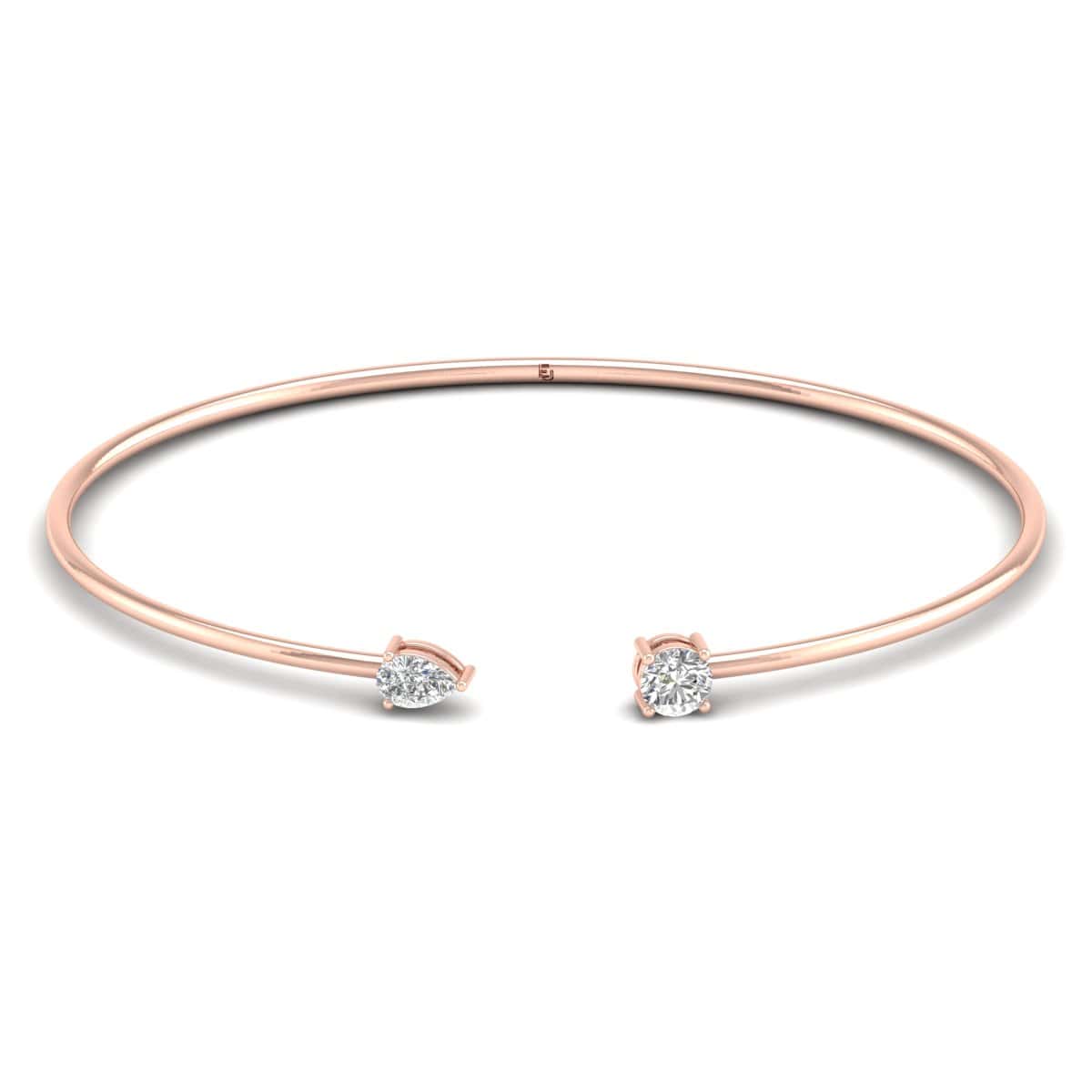 Duo Diamond Bracelet, Round & Pear - Etika Jewels