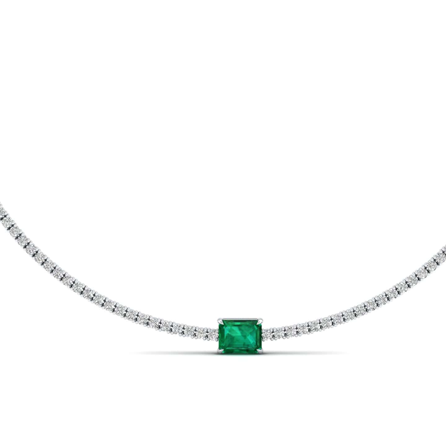 Emerald Tennis Necklace in 18k Gold Plated – Brazilian Leaves Fashion