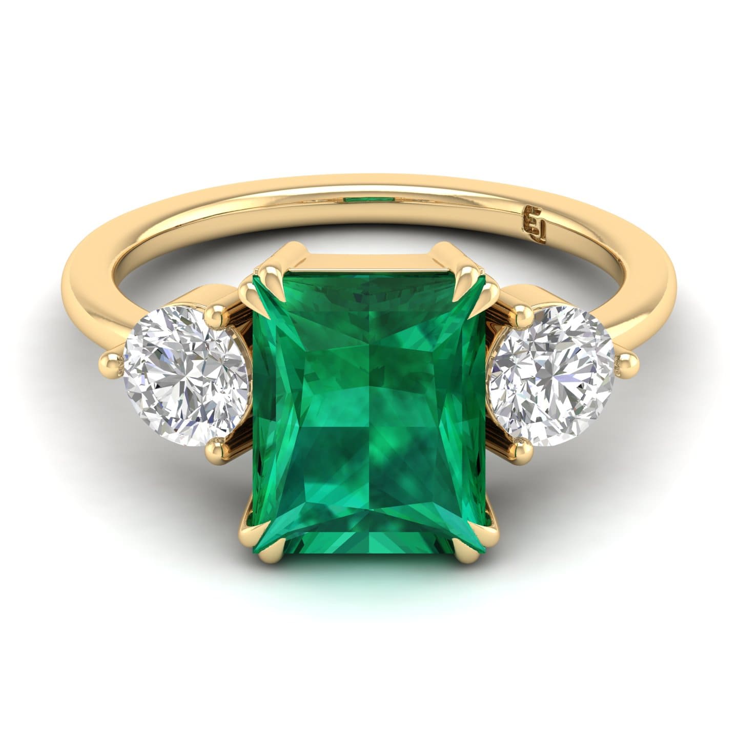 emerald cut emerald and diamond ring