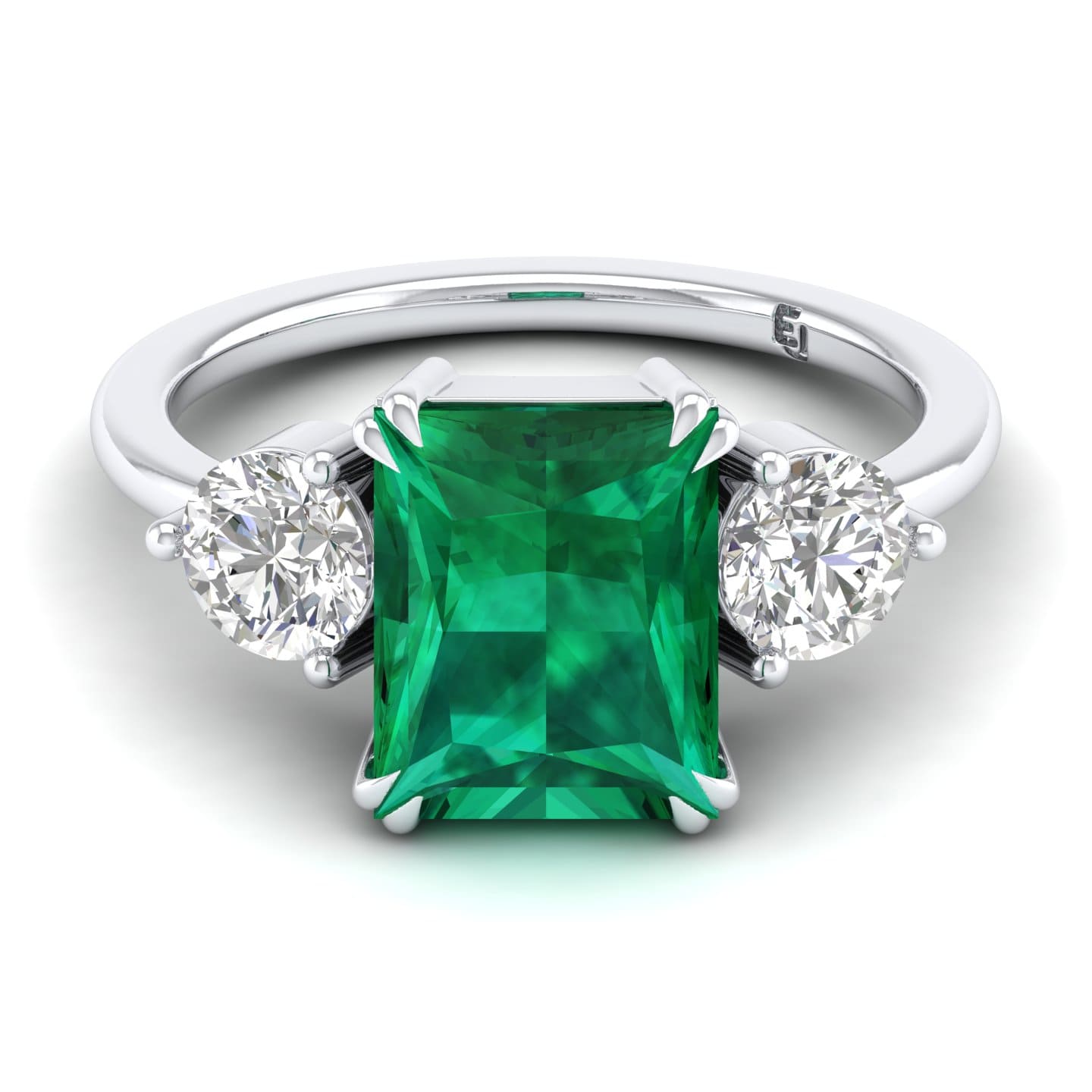 emerald cut emerald and diamond ring