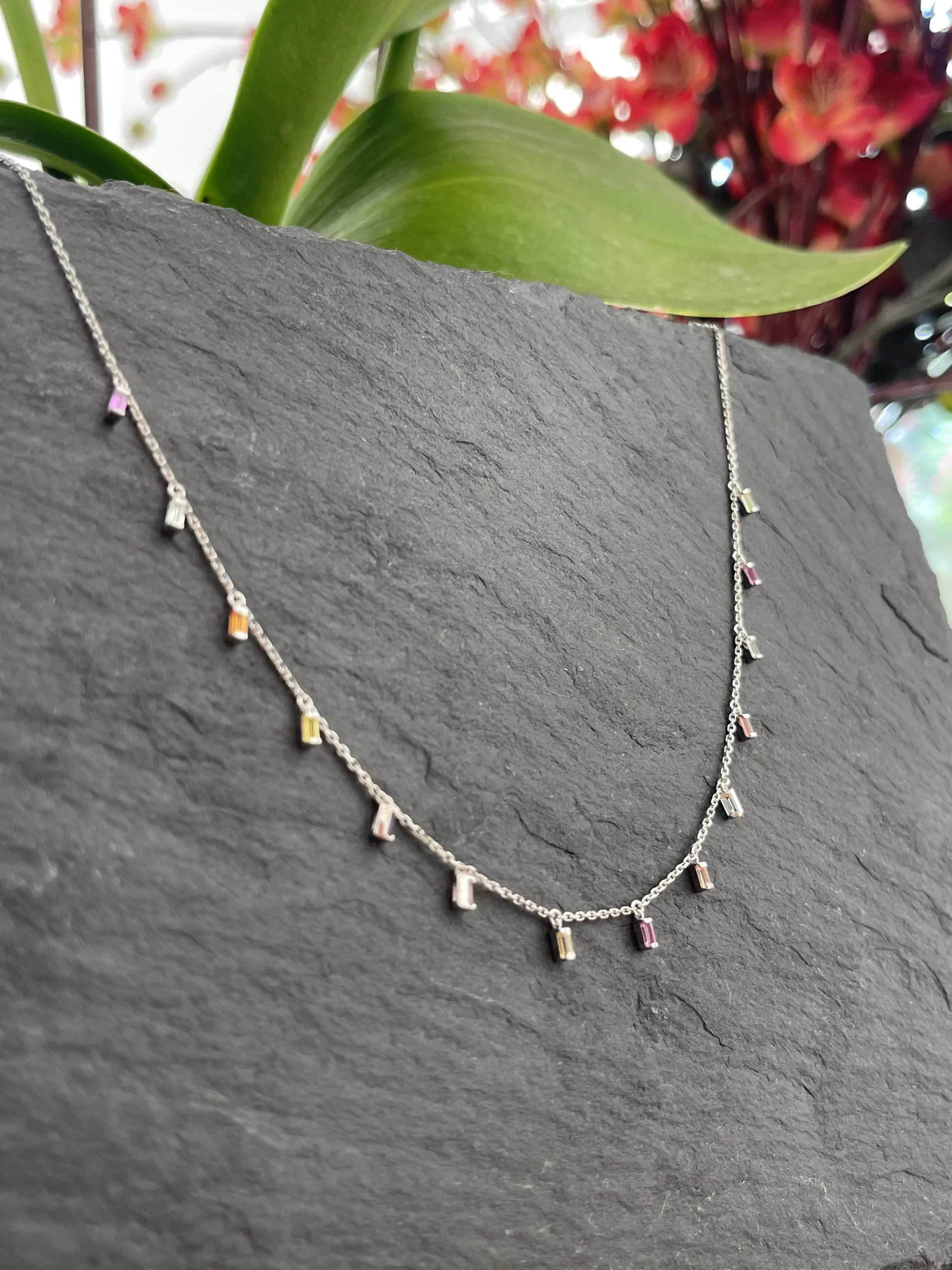 Rainbow deals baguette necklace