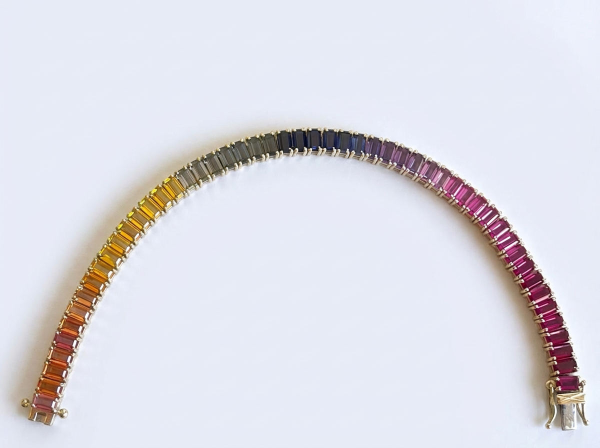 Etika Jewels Rainbow Tennis Emerald lab sapphires (2) Etika Jewels Rainbow Tennis Emerald lab sapphires (2)