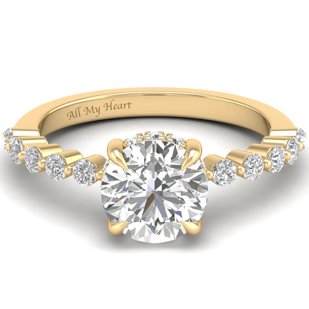 round diamond_Yellow gold_18K_labgrown_diamond_engagement ring_engraving_jewellery_ETIKA Jewels_Dubai_Abu Dhabi