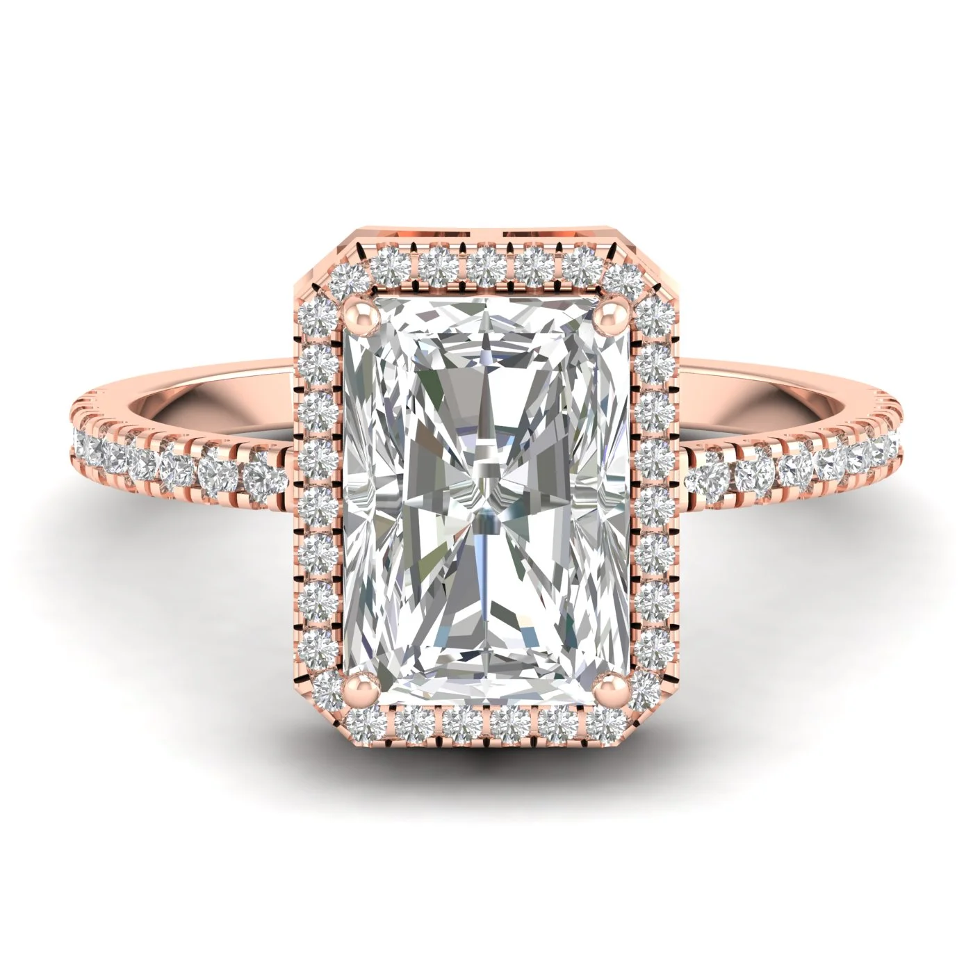 Nora: Certified Radiant Diamond Ring with Flowless Halo