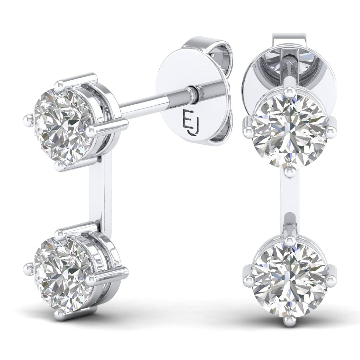 Diamond Stud With Diamond Jacket - Etika Jewels