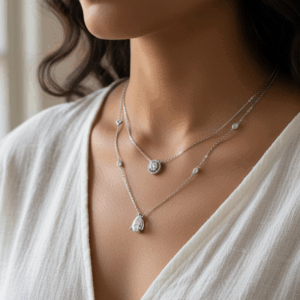 Certified Pear Diamond Necklace with bezel diamond chain _necklace_labgrown diamond and gold necklace_ETIKA Jewels_Dubai.