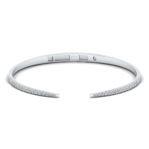 Stackable Bangle diamond bracelet - White Gold