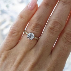 3_Engagement _Shaima_Round Diamond Solitaire micro pave band_Ring_diamond ring_engagement rings_Labgrown_18K Gold_ETIKA Jewels_Dubai_Abu DHabi