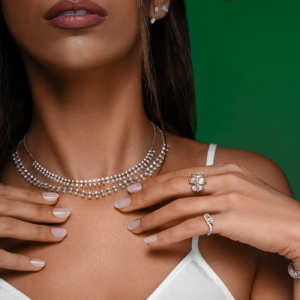 lifestyle_white gold_Certified round and Marquise Diamond Necklace_diamond necklace_engagement ring_labgrown diamonds_Dubai_Abu Dhabi_ETIKA Jewels