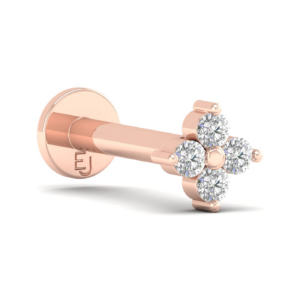 rose gold_Diamond flower piercing_Diamond_18K Gold_ear piercing_earrings_labgrown diamonds_jewelry_ETIKA Jewels