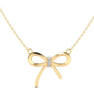 Little Girl Bow Necklace - Yellow Gold