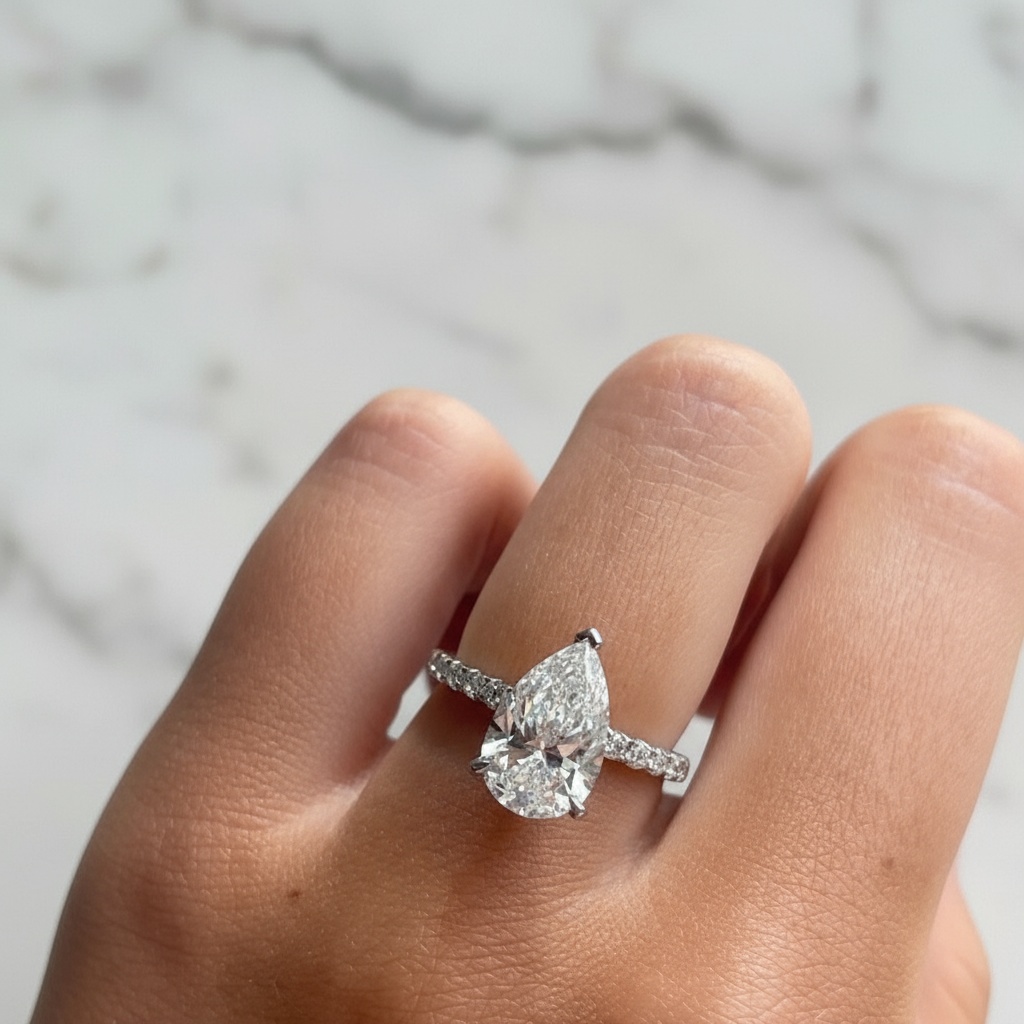Etika Jewels Lab grown diamond pear cut ring solitaire engagement Etika Jewels Lab grown diamond pear cut ring solitaire engagement