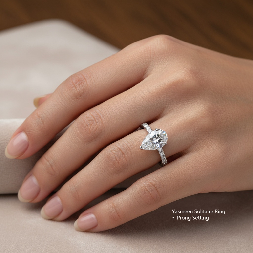 Yasmeen Ring Lab Grown Diamond 3 Prongs setting Yasmeen Ring Lab Grown Diamond 3 Prongs setting