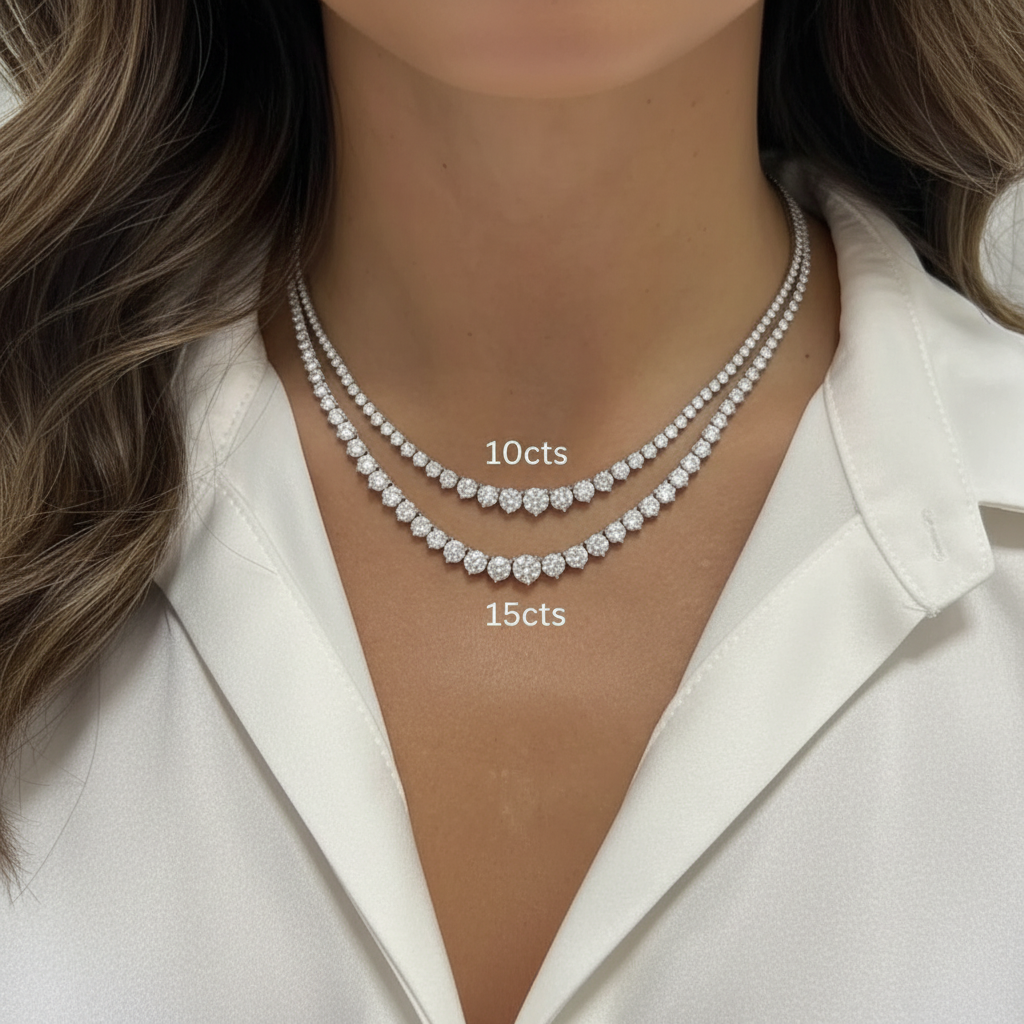 Tennis Necklace 3 Prong setting Etika Jewels Diamond Lab Grown Tennis Necklace 3 Prong setting Etika Jewels Diamond Lab Grown